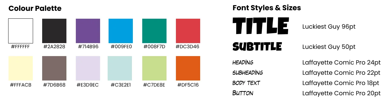 Colour palette and typography for The Briefing Room