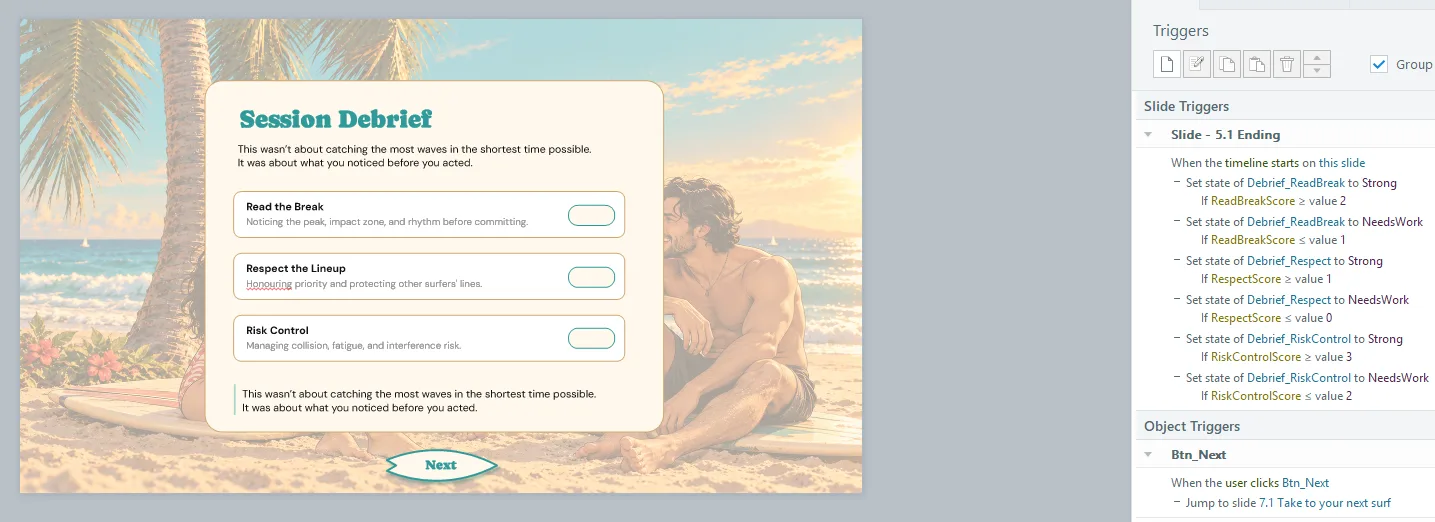 Before: Storyline debrief triggers